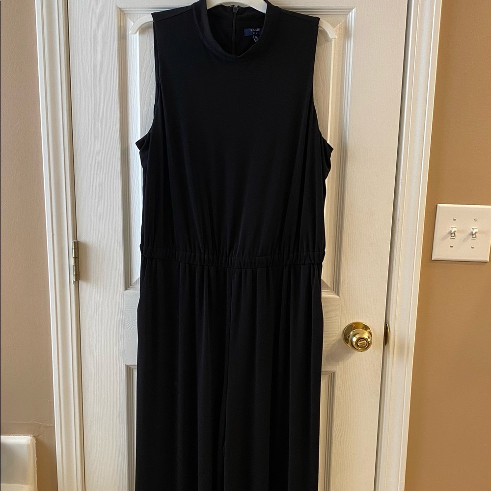 Black sleeveless jumpsuit